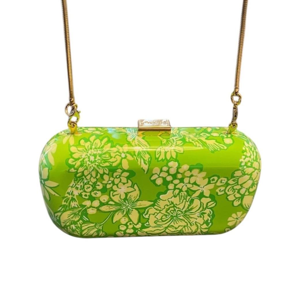 Lilly Pulitzer GWP Hardshell Clutch Limeade It's A Spring Thing Purse